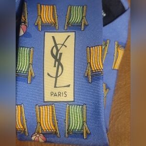 YSL New Silk Tie With Beach Chair Pattern